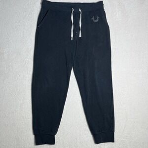 True Religion Classic Logo Jogger Sweatpants Mens Large BLACK ‎ Running Lounge